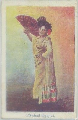 POSTAL ACTRICES DE CINE Y VARIETES. L' EVENTAIL SPAGNOL