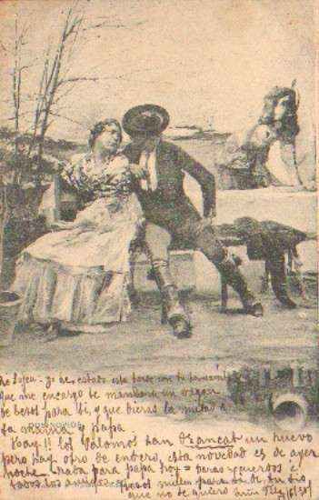POSTAL COSTUMBRISTA ANTIGUA. DOS NOVIOS.