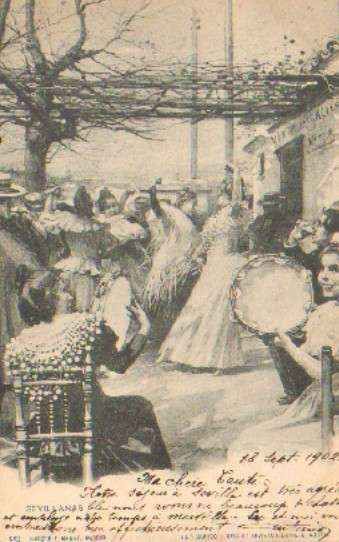 POSTAL COSTUMBRISTA ANTIGUA. SEVILLANAS