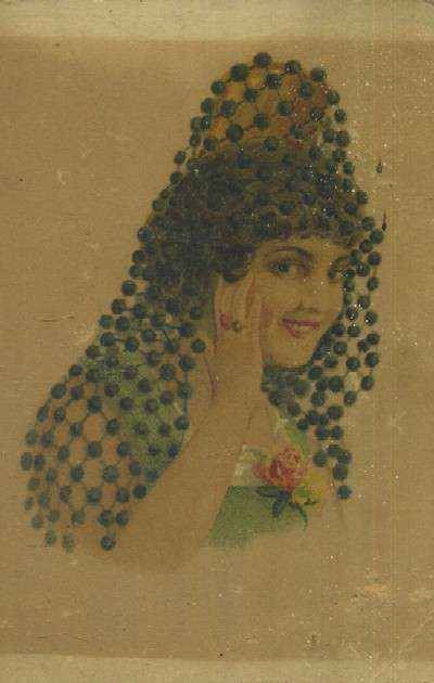 POSTAL MUJER CON MANTILLA
