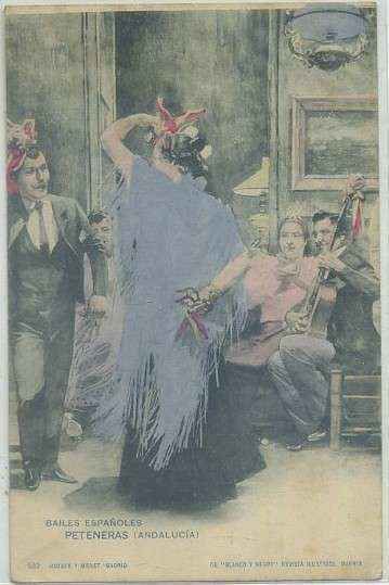 POSTAL COSTUMBRISTA. BAILES ESPAÑOLES. PETENERAS. COL. BLANCO Y NEGRO Nº 562