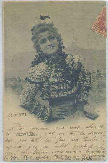 POSTAL COSTUMBRISTA. UNA ESPAÑOLA . COL. BLANCO Y NEGRO Nº 548