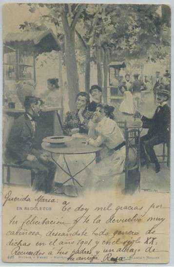POSTAL COSTUMBRISTA. EN RECOLETOS. COL. BLANCO Y NEGRO Nº 426