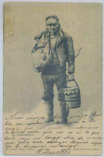 POSTAL COSTUMBRISTA. EL CASTAÑERO. COL. BLANCO Y NEGRO Nº 427