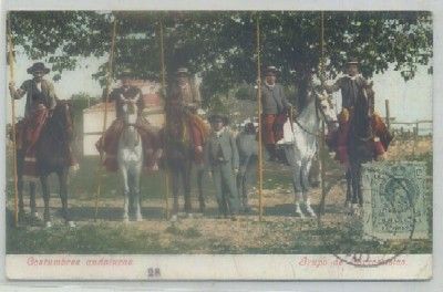 POSTAL ETNICA. COSTUMBRES ANDALUZAS. GRUPO DE GARROCHISTAS