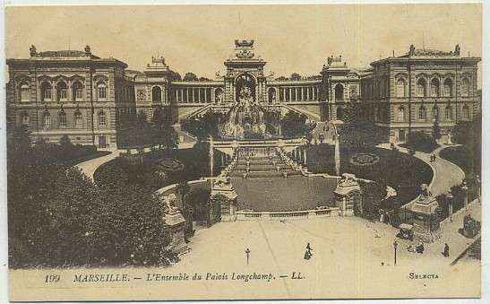 POSTAL DE FRANCIA - MARSEILLE. L'ENSAMBLE DU PALAIS LONGCHAMP Nº 199