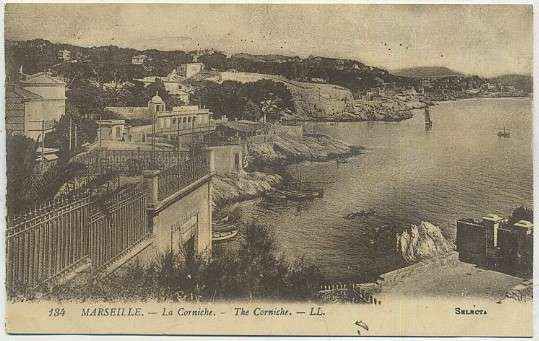 POSTAL DE FRANCIA - MARSEILLE. LA CORNICHE Nº 134
