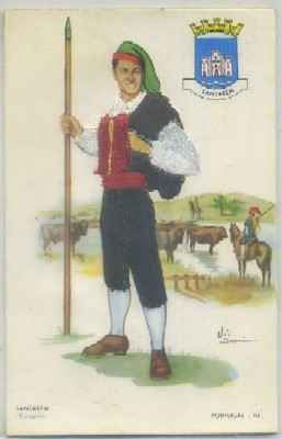 POSTAL DE PORTUGAL. SANTAREM. CAMPINO. CON BORDADOS