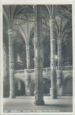 POSTAL DE PORTUGAL. LISBOA. INTERIOR DA IGLESIA DOS JERONYMOS