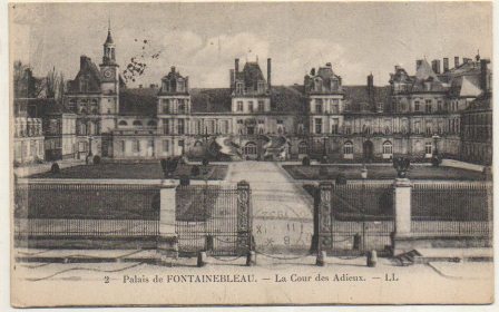 POSTAL DE FRANCIA. PALAIS DE FONTAINEBLEAU. LA COUR DES ADIEUX