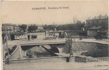 POSTAL DE FRANCIA. NARBONNE. FAUBOURG DU CANAL