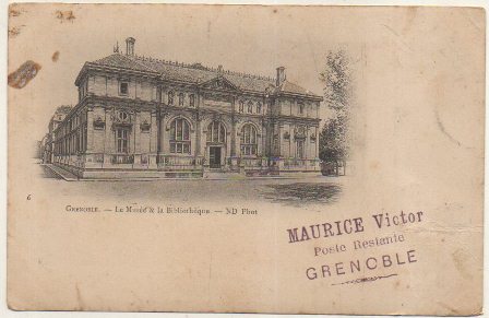 POSTAL DE FRANCIA. GRENOBLE. LE MUSÉE ET LA BIBLIOTHEQUE