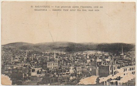 POSTAL DE FRANCIA. SALONIQUE. VUE GENERALE APRES L'INCENDIE