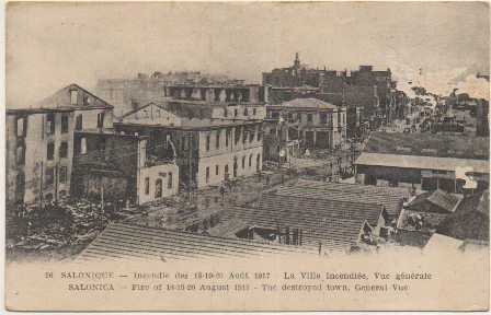 POSTAL DE FRANCIA. SALONIQUE. INCENDIE DE AOUT DE 1917. LA VLLE, INCENDIÉ