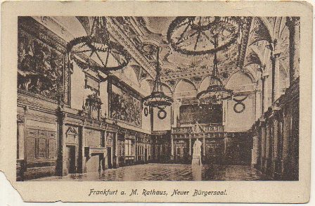 POSTAL DE ALEMANIA. FRANKFURT A. MJ. RATHAUS. NEUER BÜRGERSAAL