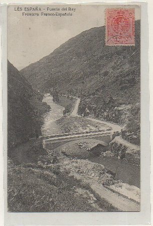 POSTAL DE FRANCIA. LÉS ESPAÑA. FUENTE DEL REY. FRONTERA FRANCO-ESPAÑA