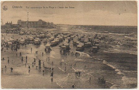 POSTAL DE FRANCIA. OSTENDE. VUE PANORAMIQUE DE LA PLAGE
