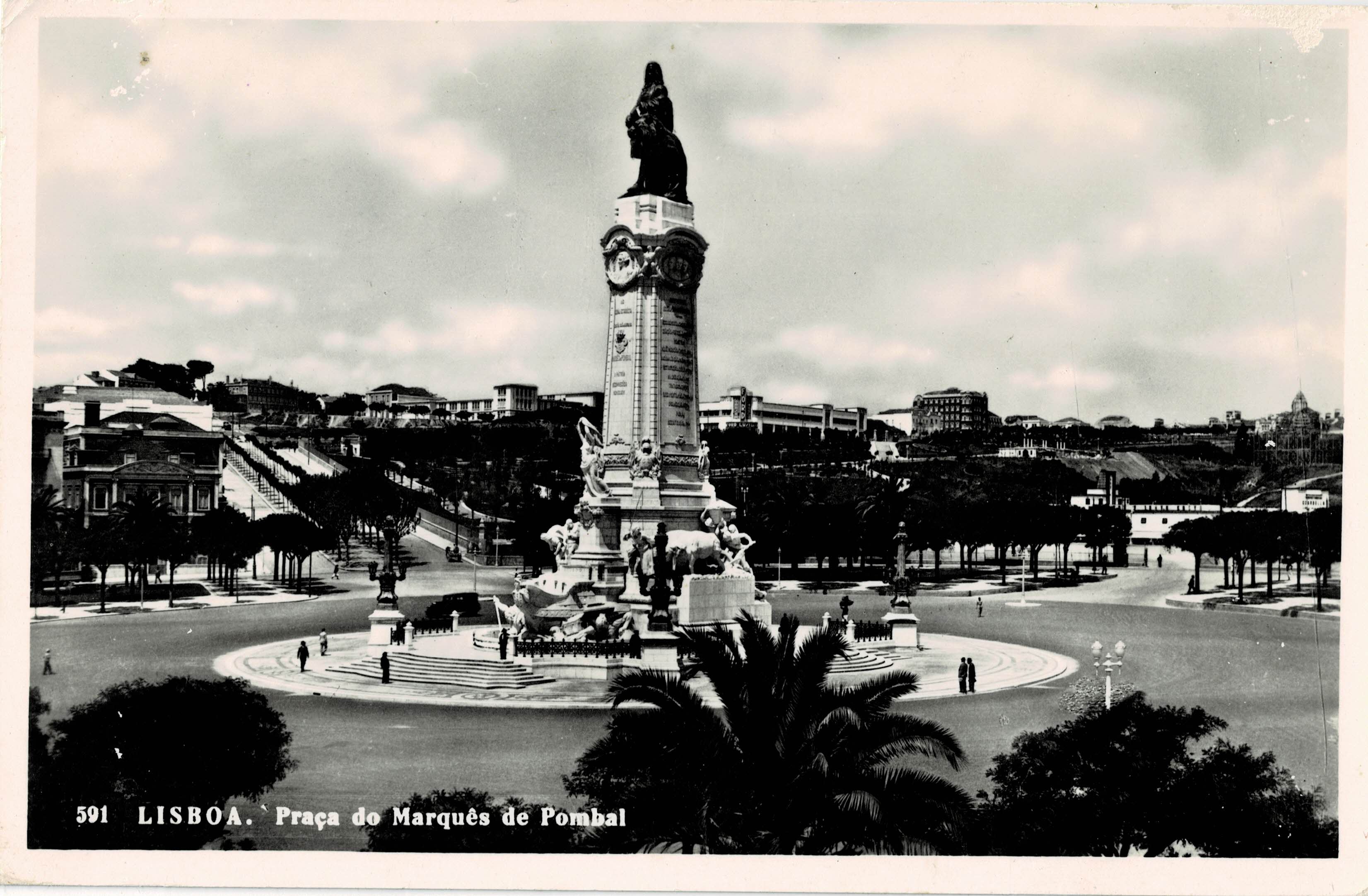 POSTAL DE PORTUGAL. LISBOA. PLAZA DEL MARQUES DE POMBAL.