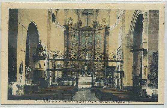 POSTAL ANTIGUA DE EXTREMADURA. CACERES. INTERIOR DE LA IGLESIA DE SANTIAGO nº 16