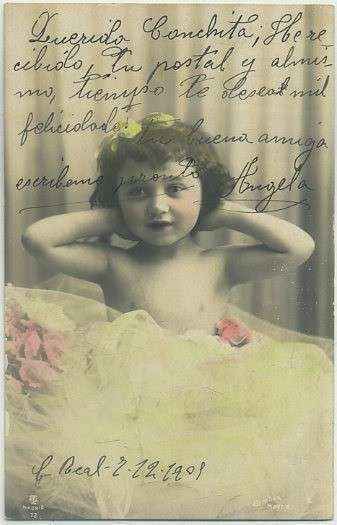 POSTAL DE BADAJOZ. FOTOGRAFIA DE NIÑA. DIRIGIDA LA HABA. BADAJOZ