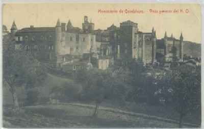 POSTAL ANTIGUA DE CACERES. MONASTERIO DE GUADALUPE. VISTA GENERAL DEL N. O.
