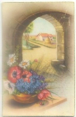 POSTAL DE FELICITACION. FLORES