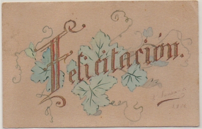 POSTAL DE FELICITACION. FELICITACION. AÑO 1914