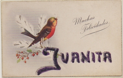 POSTAL DE FELICITACION. MUCHAS FELICIDADES JUANITA