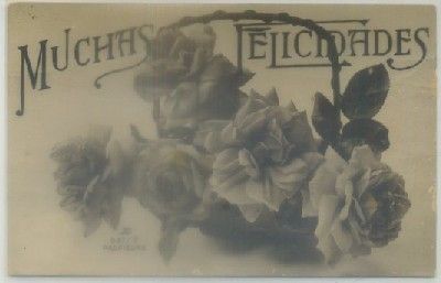 POSTAL DE FLORES. MUCHAS FELICIDADES