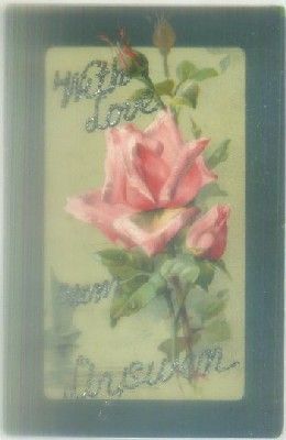 POSTAL DE FLORES. WETH LOVE.. CON INCUSTRACIONES BRILLANTES