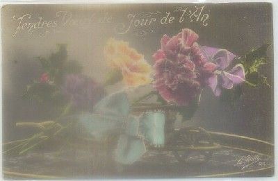 POSTAL DE FLORES. TENDRES VOEUX DE JOUR DE L'AN