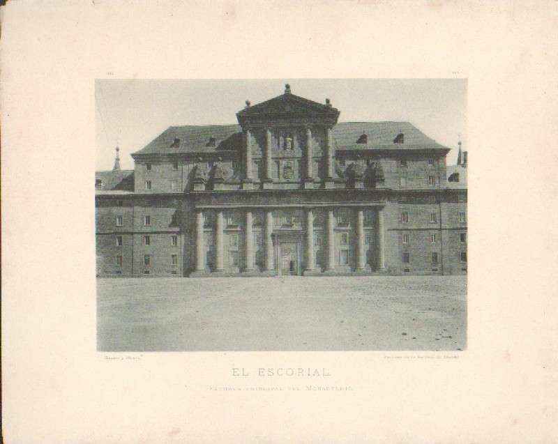 FOTOTIPIA DE EL ESCORIAL. FACHADA PRINCIPAL DEL MONASTERIO. AÑO 1892.