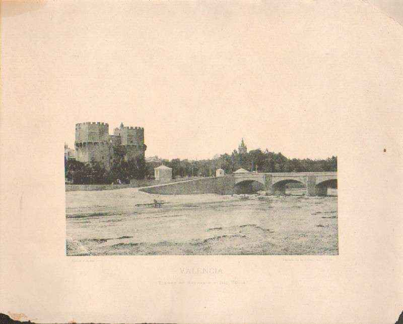 FOTOTIPIA DE VALENCIA. TORRES DE SERRANOS Y RIO TURIA. AÑO 1892.