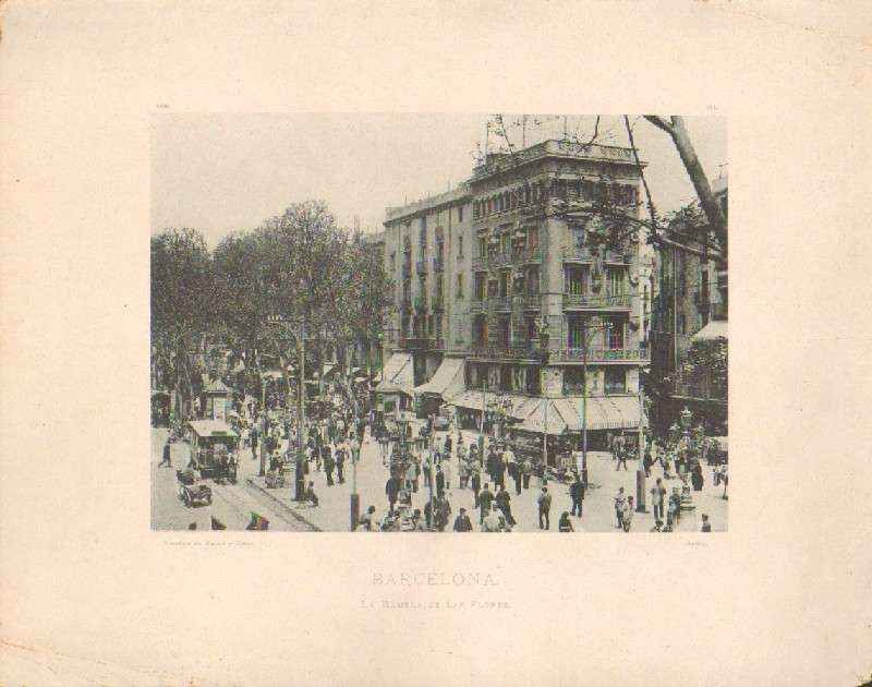 FOTOTIPIA DE BARCELONA. LA RAMBLA DE LAS FLORES. AÑO 1893.