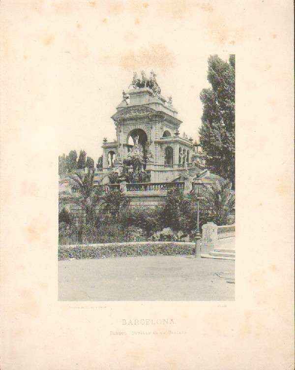 FOTOTIPIA DE BARCELONA. PARQUE. DETALLE DE LA CASCADA. AÑO 1893.