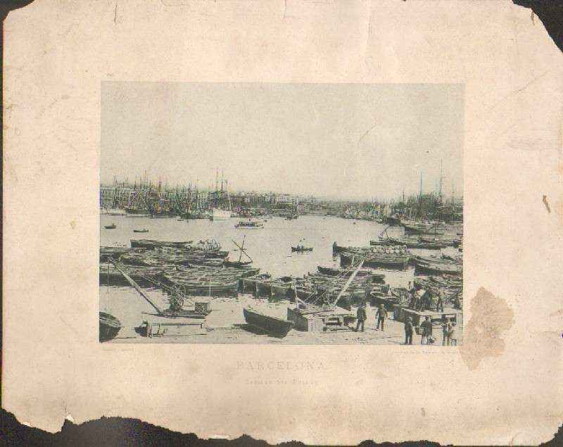 FOTOTIPIA DE BARCELONA. DETALLE DEL PUERTO. AÑO 1892.