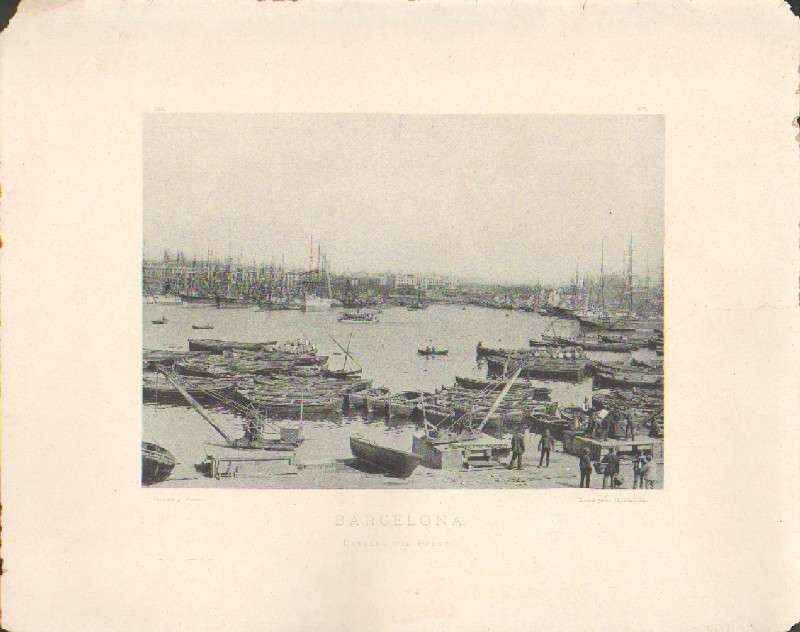 FOTOTIPIA DE BARCELONA. DETALLE DEL PUERTO. AÑO 1891.
