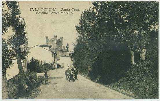 POSTAL ANTIGUA DE GALICIA (REPRODUCCION): CORUÑA. SANTA CRUZ. CASTILLO TORRES MORENO