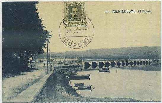 POSTAL ANTIGUA DE GALICIA (REPRODUCCION): PUENTEDEUME. CORUÑA. EL PUENTE
