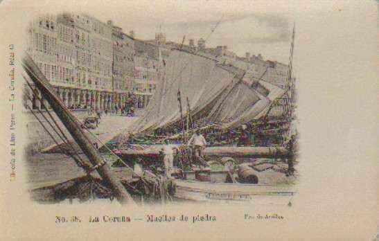 POSTAL ANTIGUA DE LA CORUÑA. Nº 38. MUELLES DE PIEDRA.