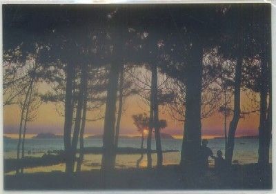 POSTAL DE PONTEVEDRA. VIGO. PUESTA DEL SOL