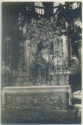 POSTAL DE CORUÑA. SANTIAGO. ALTAR MAYOR. IMAGEN PETREA