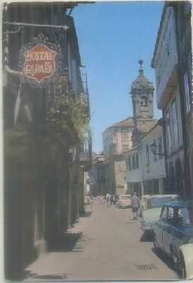 POSTAL DE CORUÑA. SANTIAGO. RUA NUEVA E IGLESIA SALOME
