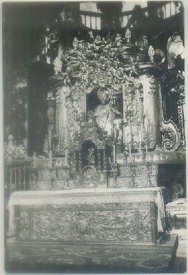 POSTAL DE CORUÑA. SANTIAGO. ALTAR MAYOR. IMAGEN PETREA
