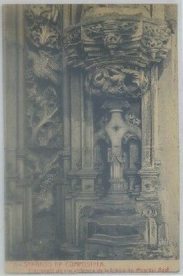 POSTAL ANTIGUA DE CORUÑA. SANTIAGO. FRAGMENTO DE UNA COLUMNA DE LA IGLESIA HOSPITAL REAL