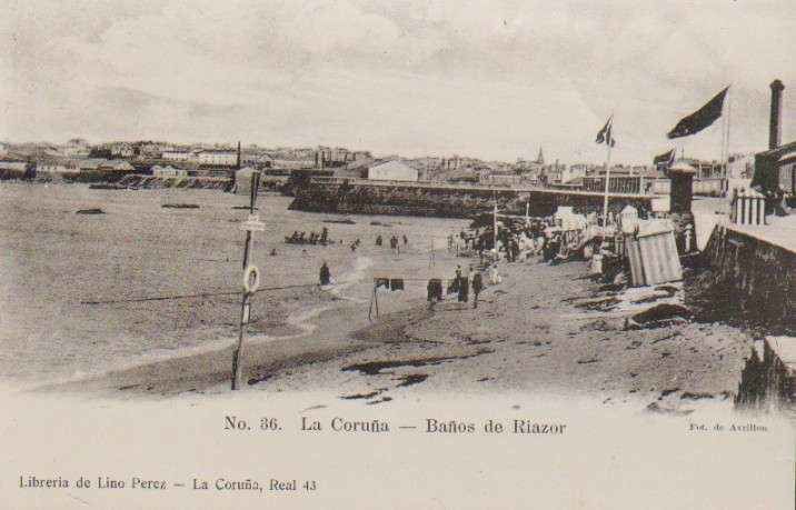 POSTAL ANTIGUA DE LA CORUÑA. Nº 36. BAÑOS DE RIAZOR.