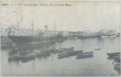POSTAL ANTIGUA DE CORUÑA. MUELLE DE LINARES RIVAS. SERIE 1 Nº 2