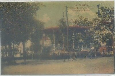 POSTAL ANTIGUA DE CORUÑA. JARDINES DE MENDEZ NUÑEZ. PALCO DE LA MUSICA
