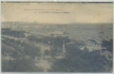 POSTAL ANTIGUA DE CORUÑA. JARDINES Y PUERTO Nº 3