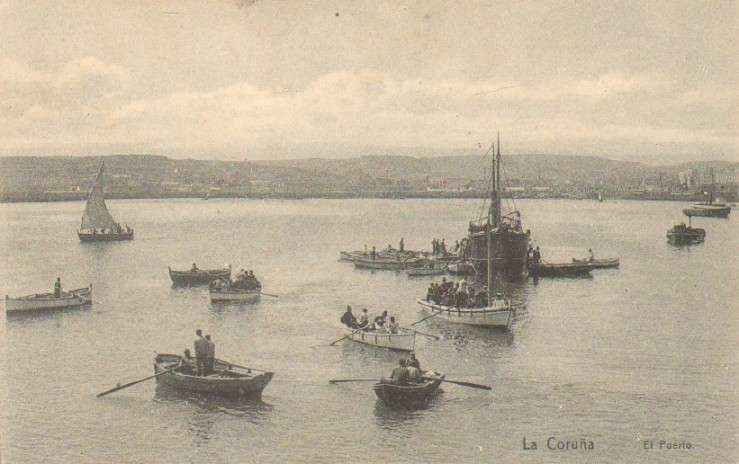 POSTAL ANTIGUA DE LA CORUÑA. EL PUERTO.